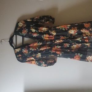 Black Floral Open Front Romper